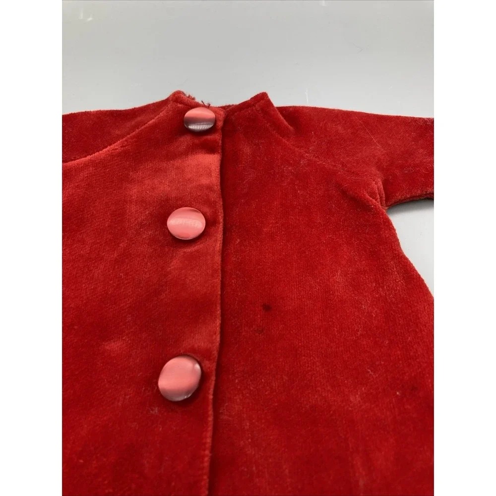 Vintage Handmade Red Velvet Barbie Doll Coat 7